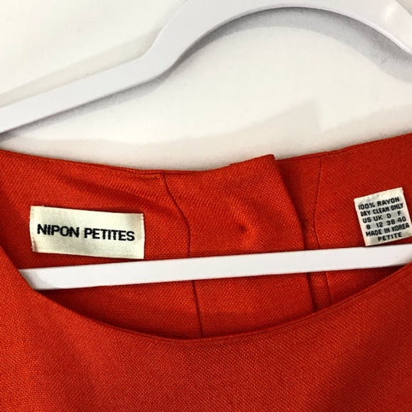 Nipon 12P Orange Buttons Short Sleeve Shift Dress - Picture 3 of 3